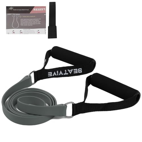 Exercise Bands with Handles, Tube Resistance Bands with Handles | Door anchor & starter guide included; 10-40 lbs, flat band, non-slip handles, for physical therapy, yoga, pilates - color: Gray-X Heavy(40lbs)