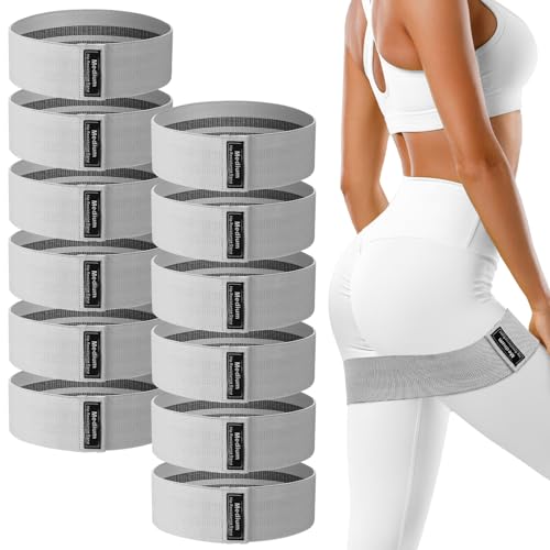 Lenwen 12 Pcs Fabric Resistance Bands Bulk - color: Gray