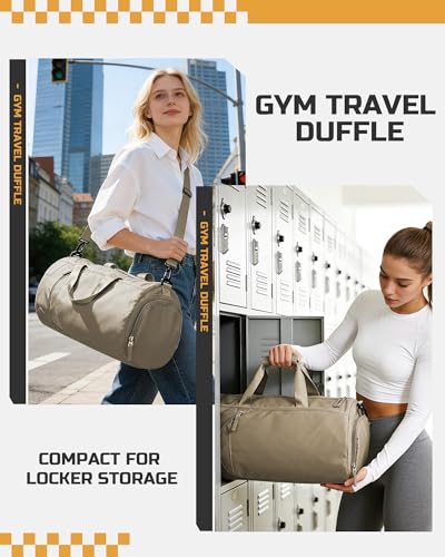 WISEPACK Gym Bag for Women with Shoe Compartment Travel Duffel Bag Brown | Water-resistant Workout Duffle Bag for Travel Weekend Overnight Bag with Shoe Compartment Carry on Bag with Wet Pocket - color: I1-Dark Brown