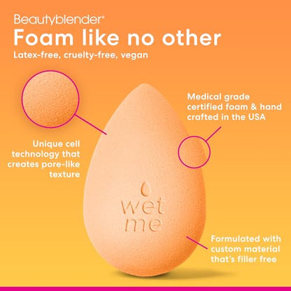 Beautyblender Beam Makeup Sponge, Streak-Free Finish, Vegan | Super-soft blending foam for foundations, powders & creams, reusable & washable, vegan & cruelty-free, made in USA - color: Beam