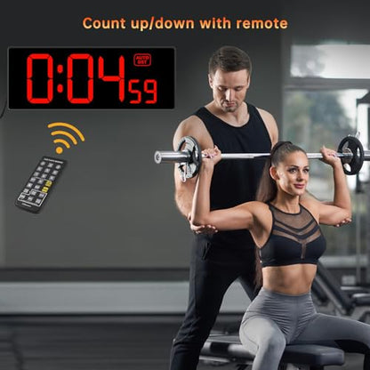 Soobest Digital Wall Clock with Seconds for Gym | Remote Countdown Timer, Large LED Display, 5 Dimmer (10.2 Inch Red) - color: 10.2“ Red