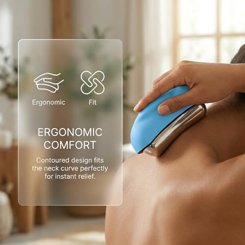 Cooling Massage Roller with Ergonomic Handle for Deep Tissue-Blue | 360° Easy-Glide Ice Massage Ball for Myofascial Release, Cold Therapy Roller Post-Workout Recovery & Muscle Pain Relief - color: Blue