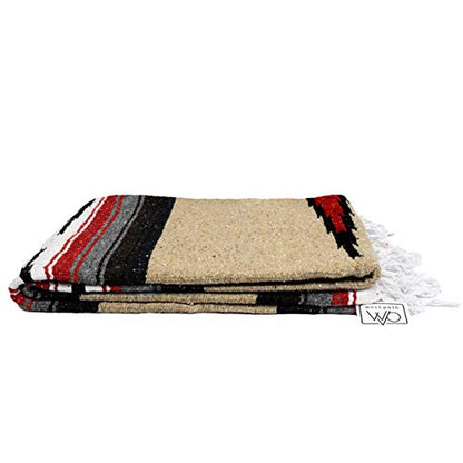 Open Road Goods Mexican Diamond Blanket - XL Heavyweight Yoga Blanket – Handmade in Mexico - Thick Boho Serape Saltillo Style Throw for Beach, Picnic, Home, Camping and More! (Autumn Earth) - color: Autumn Earth