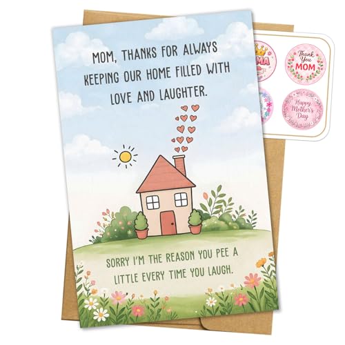 Thanks for Always Keeping Our Home Filled with Love and Laughter Card Sarcastic Happy Mothers Day Gift for Mother Mama Her Mom Stepmom Mom Cards Gifts from Daughter Son Mother’s Day Card 5.3''x8" - color: A96