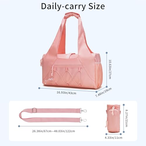Handbag for Women Yoga Bag Large Capacity Yoga Pad Buckle with Shoe Compartment Water Bottle Sports Gym Bag Travel - color: A02-pink