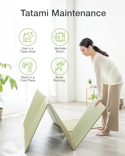 FULI Japanese Tatami Mattress, Foldable Igusa Rush Grass, Natural, Twin XL | Tatami Rug, Japanese Floor Mattress Mat, Made in Japan, 0.5 in thick, firm woven surface, tri-fold design - size: Twin XL (83"L x 39"W x 0.5"Th), style: Foldable Mat