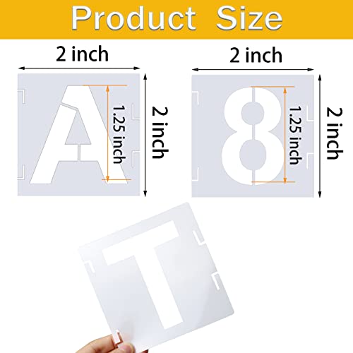 YEAJON 46 Pcs 2 Inch Letter Stencils Symbol Numbers Craft Stencils, Reusable Alphabet Templates Interlocking Stencil Kit for Painting on Wood, Wall, Fabric, Rock, Sign - size: 2 INCH