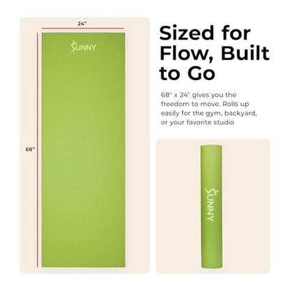 Sunny Health & Fitness Exercise Yoga Mats - Non-Slip Support for Home & Gym - color: Classic Green