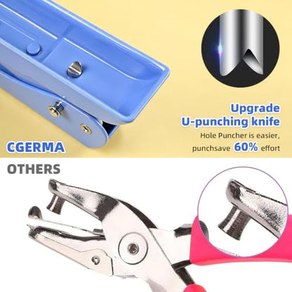 Single Hole Punch, 30 Sheet Capacity, Heavy Duty Paper Hole Puncher, 1/4" Hole Punches, 60% Labor Savings for for ID Cards, Chipboard Art Projects, Blue - color: Blue