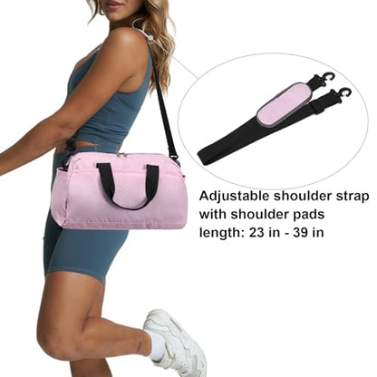 14 inch Small Gym Bag for Women & Men, Mini Duffel Bag for Travel Sports Lightweight Carry On Bag, Pink - color: Pink