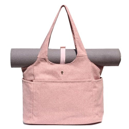 ESVAN Yoga Tote Bag Mat bag Women Shoulder Bags Carryall Tote for Travel Office Workout Gym Nurse Beach - color: Linen Pink