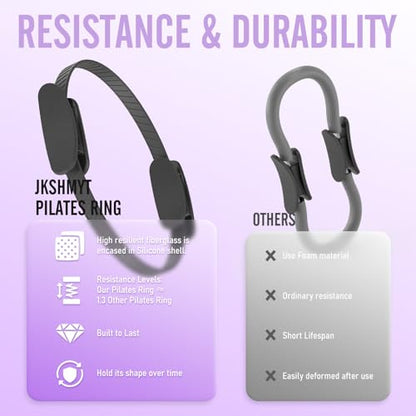 JKSHMYT Pilates Ring Fitness Circle for Women, Pilates Equipment – 14.5" Home Magic Exercise Workout, Better me Pilates Essentials Starter Set for Beginners Toning Shape Full Body - color: Black