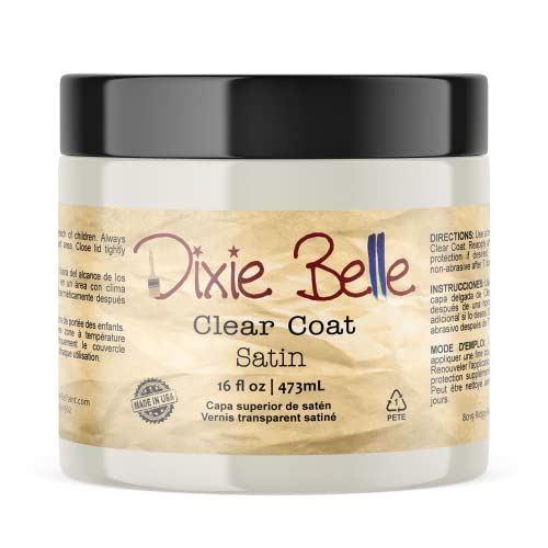 Dixie Belle Paint Company - Clear Coat Satin (16oz) - Polyacrylic Topcoat | Satin Finish Polyacrylic Topcoat - Chalk-Friendly Furniture Paint Finish - color: Satin, size: 16 Fl Oz (Pack of 1)