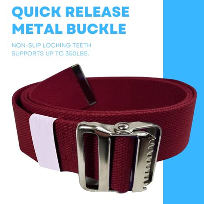 LiftAid Transfer and Gait Belt 60 Inch with Metal Buckle and Loop - Walking, Standing and Transfer Assist Aid for Seniors, Elderly Patients, Caregiver, Nurse, Therapist (Burgundy) - color: Burgundy