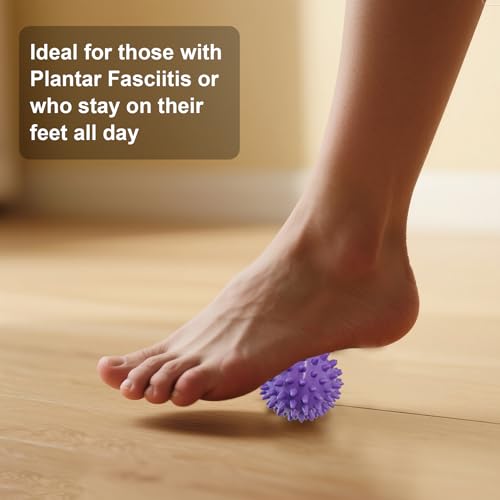 Spiky Massage Balls- 2PCS (Firm and Soft) Muscle Massager Ball for Feet, Back, Neck, Muscles, Foot Arch Trainer, Exercise, Physical Therapy, Hands Massager Roller for Plantar Fasciitis - color: Softpink+hardpurple
