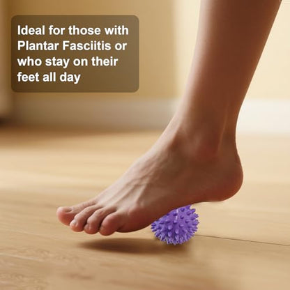 Spiky Massage Balls- 2PCS (Firm and Soft) Muscle Massager Ball for Feet, Back, Neck, Muscles, Foot Arch Trainer, Exercise, Physical Therapy, Hands Massager Roller for Plantar Fasciitis - color: Softpink+hardpurple