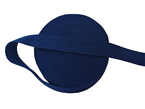 1 Inch Cotton Webbing 10 Yards Cotton Strap for Tote Canvas Bags Crafts Sewing (2019 Navy Blue) - color: 2019 Navy Blue