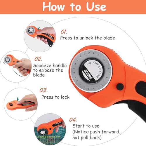 Rotary Cutter Set 96pcs,Quilting Kit Include 45mm Fabric Cutter with 5 Extra Blades,Patchwork Ruler, Needles, Clips & Pins for Sewing, Scrapbooking, Leather Dressmaking