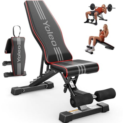 YOLEO Adjustable Weight Bench, ASTM-Certified 827LBS - size: L