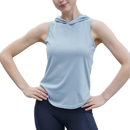 Womens Workout Hooded Tank Yoga Tops Running Shirts Quick Dry Gym Sleeveless Hoodie - color: 3 Pack: Black+white+grey, size: X-Large