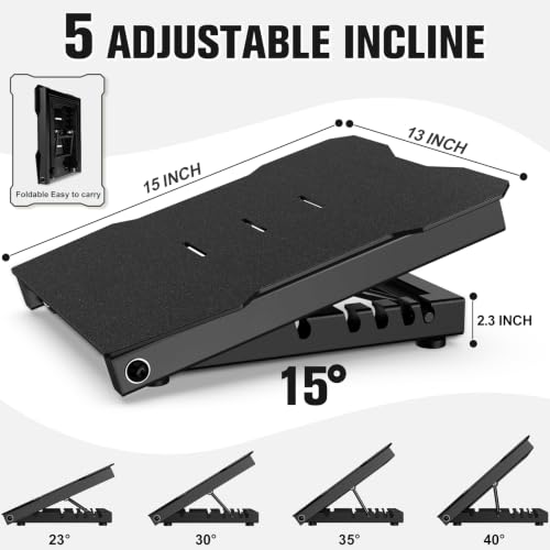 Steel Slant Board Calf Stretcher, 600 Lbs Weight Capacity 5-Level Adjustable Incline Board Squat Wedge Achilles Ankle Stretcher Non-Slip Surface for Squat, Fitness, Physical Therapy - color: Black
