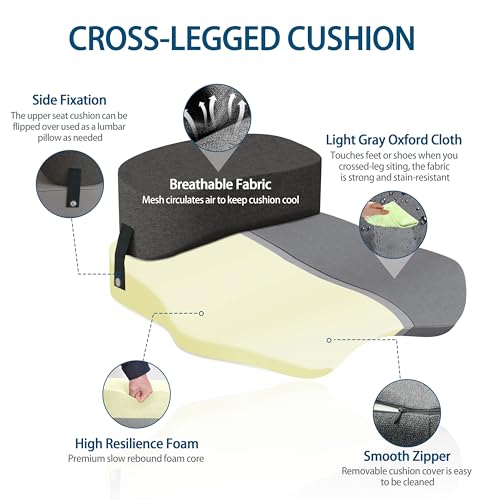 Johnear Cross Legged Office Chair Cushion Meditation Chair Meditation Cushion Floor Pillows for Adults Sitting Yoga Enthusiasts, Meditation Fanatics Seat (Grey)