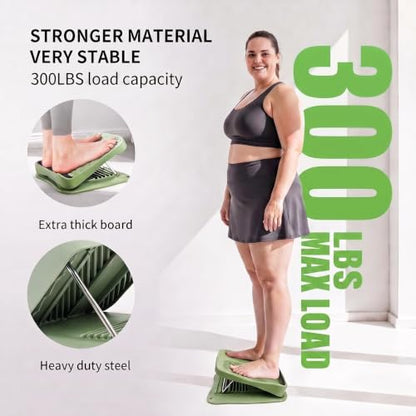 Slant Board for Calf Stretching, 9-Level with 2 Resistance Bands - color: Green
