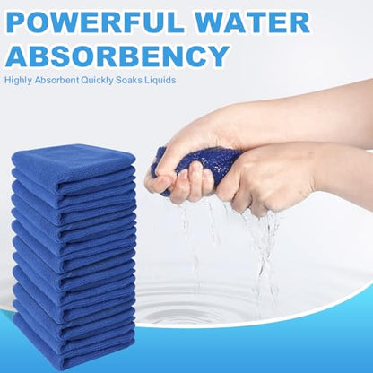 Washcloths Set, 12-Pack Cotton Wash Cloths, 12x12 Inch Blue - color: Blue 12 Pack