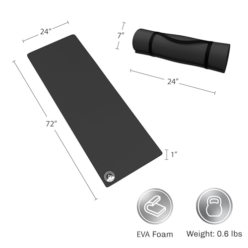Foam Sleeping Pad - Lightweight Mat for Camping, Cots, Tents, Backpacking, and Yoga - Non-Slip and Waterproof with Handle by Wakeman - color: Black