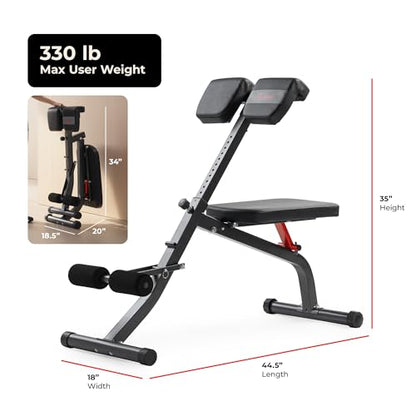 Sunny Health & Fitness Multi-Function Roman Chair - color: Black