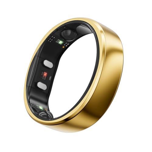 RingConn Gen 2 Smart Ring - Sleep Apnea Monitoring(Gold, Size 14) | No APP Subscription, 12-Day Battery Life, Stress/Heart Rate/Women's Health Tracker, Android & iOS Compatible - color: Royal Gold, size: 14