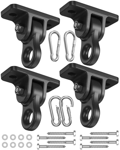Heavy Duty Swing Hangers, Indoor-Outdoor Hooks, 4-Pack - color: 4 Pack Black