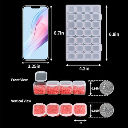 SGHUO 168 Slots 6pcs 28 Grids Diamond Painting Boxes Plastic Organizer, Bead Organizer (Pack of 2) - size: 6pcs (Pack of 2)
