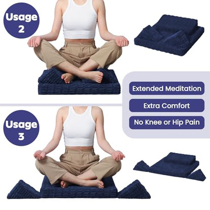 Meditation Cushion, Meditation Mat with Knee Support,Deep Blue - color: Deep Blue, size: 24X24X2 Inch