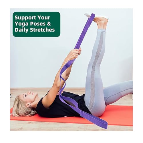 Yoga Strap Stretching Strap 10 Loops Non-Elastic Exercise Strap for Pilates, Dance Exercise Training Multi-Loop Stretching Band - color: Purple