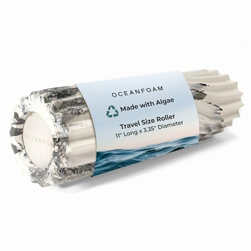 Oceanfoam Ripple Travel Foam Roller (11" x 3.35") Firm Mini Foam Roller for Physical Therapy, Deep Tissue Massage, Back Pain - High Density, Ergonomic Wave Textured - Yoga, Exercise (Black Marbled) - color: Black Marbled