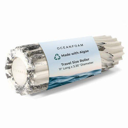 Oceanfoam Ripple Travel Foam Roller (11" x 3.35") Firm Mini Foam Roller for Physical Therapy, Deep Tissue Massage, Back Pain - High Density, Ergonomic Wave Textured - Yoga, Exercise (Black Marbled) - color: Black Marbled