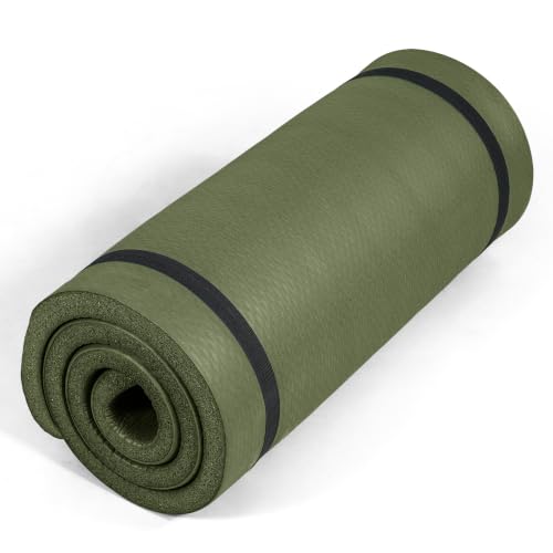 Tone Fitness 1-Inch Thick Yoga Mat | High-Density, Non-slip Exercise Mat with Carrying Strap for Yoga, Pilates, & Home Gym Workouts | Multiple Options - color: Green, style: Diamond
