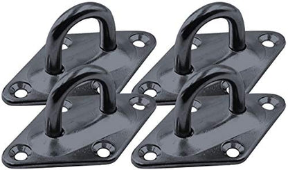 Heavy Duty Hammock Kits & Ceiling Hook Diamond Pad Eye Plates, 304 Stainless Steel & Black Zinc Galvanized Steel Corrosion Resistant, 2, 4 & 8 Packs - color: 4-Pack-Black-M6