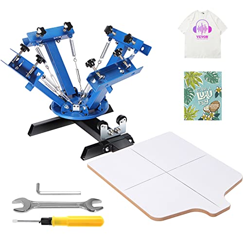 VEVOR Screen Printing Machine, 4 Color 1 Station 360° Rotable Silk Screen Printing Press, 21.2x17.7in / 54x45cm Screen Printer Press, Double-Layer Positioning Pallet for T-Shirt DIY Printing | For T-Shirt DIY Printing, 360° Rotatable, 21.2 x 17.7 in / 54