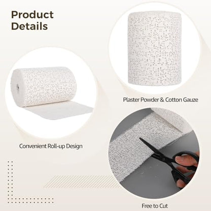 30 Rolls Plaster Bandages for Art, 4 x 180 in Gauze Plaster Rolls Bulk Craft Supplies, Easy Shaping and Fast Drying in Art Projects