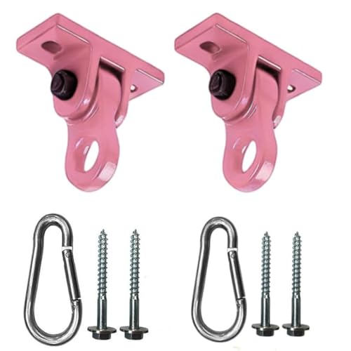 ABUSA Heavy Duty Pink Swing Hangers Screws Bolts Included Over 5000 lb Capacity Playground Porch Yoga Seat Trapeze Wooden Sets Indoor Outdoor 2 Pack - color: 2 Packs Pink, size: 2 Pack