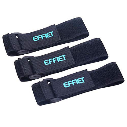 3 Packs Elastic Hook and Loop Cinch Straps for Car Visor Glasses Holder, EFFIET Adjustable Storage Strap Extension Cord Wrap Magic Securing Organizer for Camping Gear, Yoga Mat, Knee Pad Strap