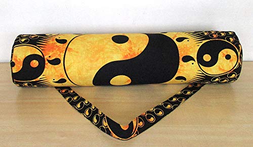INDIAN CRAFT CASTLE ICC Yoga Mat Bag Carrier Full-Zip Exercise Yoga Mat Carry Bag for Women Men with Multi-Functional Storage Pockets and Adjustable Shoulder Strap 26X6 Inches - style: Yin Yang Yellow