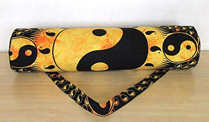 INDIAN CRAFT CASTLE ICC Yoga Mat Bag Carrier Full-Zip Exercise Yoga Mat Carry Bag for Women Men with Multi-Functional Storage Pockets and Adjustable Shoulder Strap 26X6 Inches - style: Yin Yang Yellow
