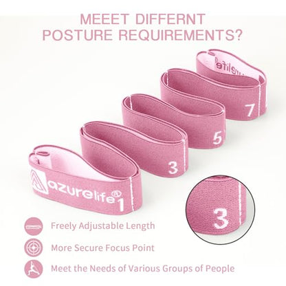 A AZURELIFE Elastic Yoga Stretching Strap, Multi-Loop Stretch Strap for Physical Therapy, Pilates, Yoga, Dance & Gymnastics Exercise and Flexible Pilates Stretch Band - color: Elastic-Pink