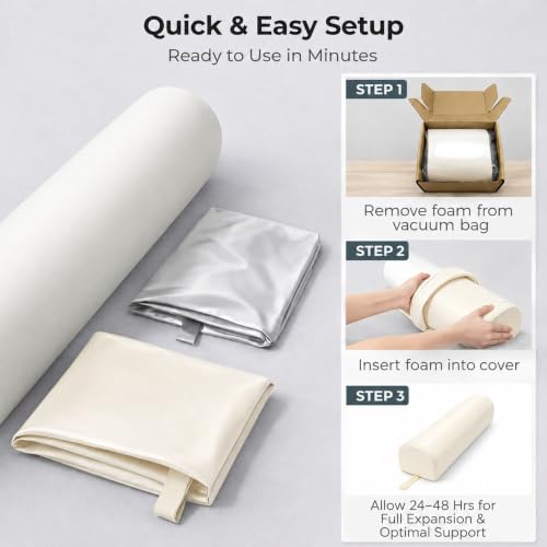 Dual-Cover Massage Table Bolster Pillow, 3/4 Round, Light Beige