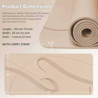 Yoga Mat High Density Exercise Mat, 76"x32"x0.27"Thick Wide & Large Yoga Mat for Women Men, Professional POE Workout Mat for Yoga, Pilates, Fitness & Stretching - color: Beige Coffee