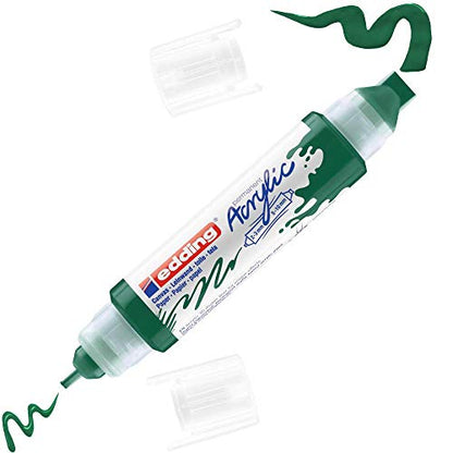 edding 5400 Acrylic 3D Double Liner - Green - 1 Acrylic Colour Tube - 2 nozzles 2-3,5-10mm - Acrylic Paints for Canvas, Painting Boards and Wood - Waterproof acrylics in Artist-Quality Colours - color: Moss Green Mat