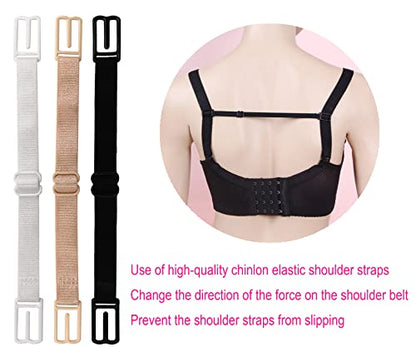 Women's Non-slip Adjustable Elastic Bra Strap Clips Holder-3 Packs - color: Black, White, Skin Color